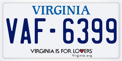 VA license plate VAF6399