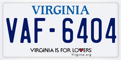 VA license plate VAF6404