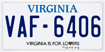 VA license plate VAF6406