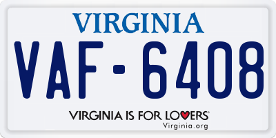 VA license plate VAF6408