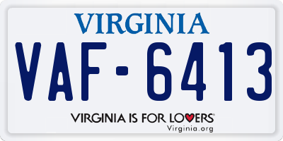 VA license plate VAF6413