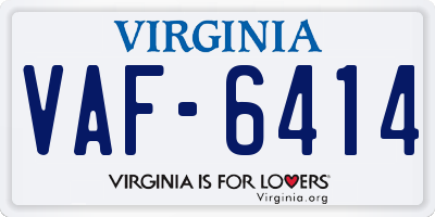 VA license plate VAF6414