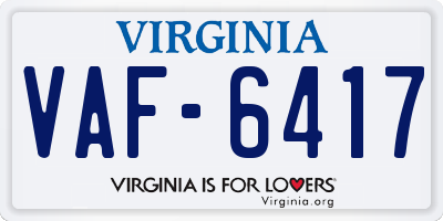 VA license plate VAF6417