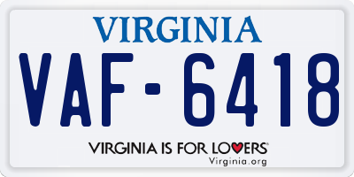 VA license plate VAF6418