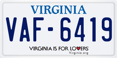 VA license plate VAF6419