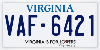VA license plate VAF6421