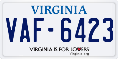 VA license plate VAF6423