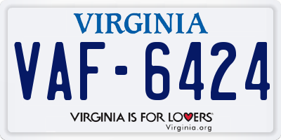 VA license plate VAF6424