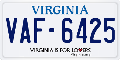 VA license plate VAF6425