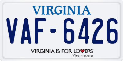VA license plate VAF6426