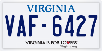 VA license plate VAF6427