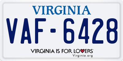 VA license plate VAF6428