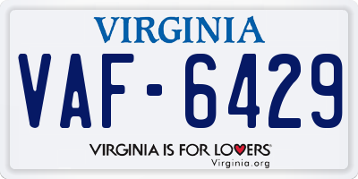 VA license plate VAF6429