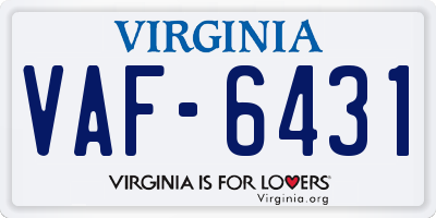 VA license plate VAF6431