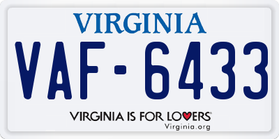 VA license plate VAF6433