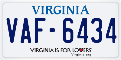 VA license plate VAF6434