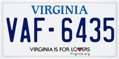 VA license plate VAF6435