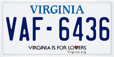 VA license plate VAF6436
