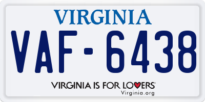 VA license plate VAF6438