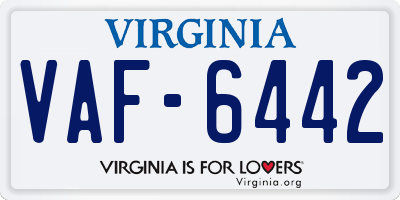 VA license plate VAF6442