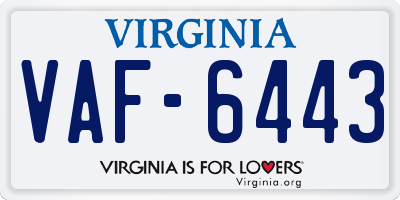 VA license plate VAF6443