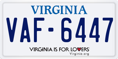 VA license plate VAF6447