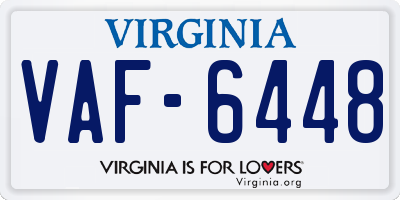 VA license plate VAF6448