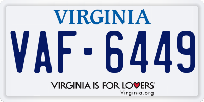 VA license plate VAF6449
