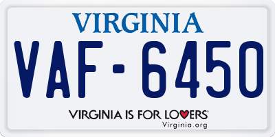 VA license plate VAF6450