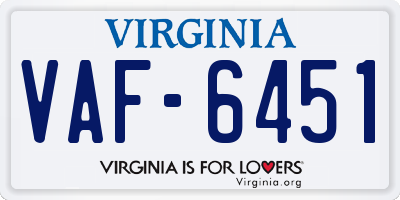 VA license plate VAF6451