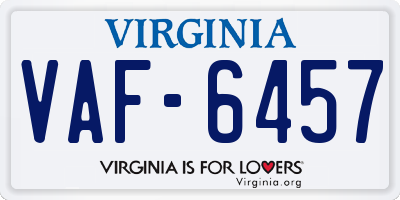 VA license plate VAF6457