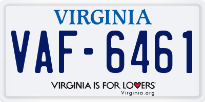 VA license plate VAF6461