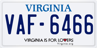 VA license plate VAF6466