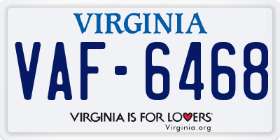 VA license plate VAF6468