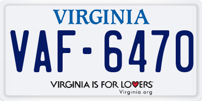 VA license plate VAF6470