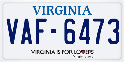 VA license plate VAF6473