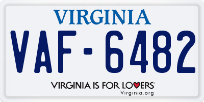 VA license plate VAF6482