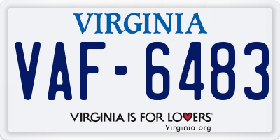 VA license plate VAF6483