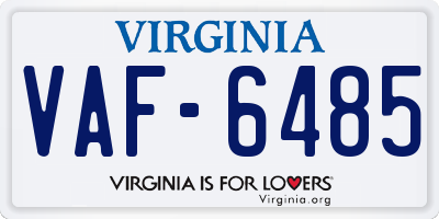 VA license plate VAF6485
