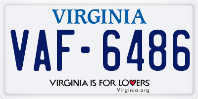 VA license plate VAF6486