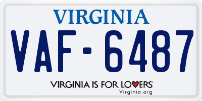 VA license plate VAF6487