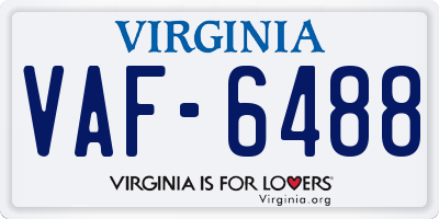 VA license plate VAF6488