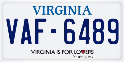 VA license plate VAF6489