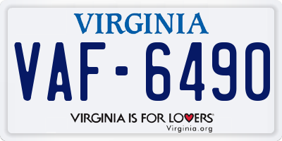 VA license plate VAF6490