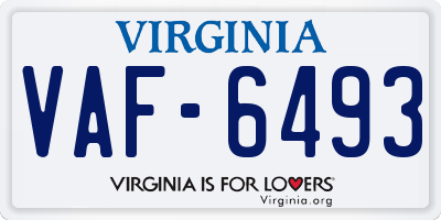 VA license plate VAF6493