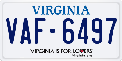 VA license plate VAF6497