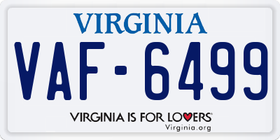 VA license plate VAF6499