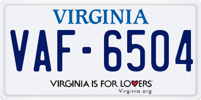 VA license plate VAF6504