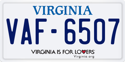 VA license plate VAF6507