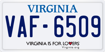 VA license plate VAF6509
